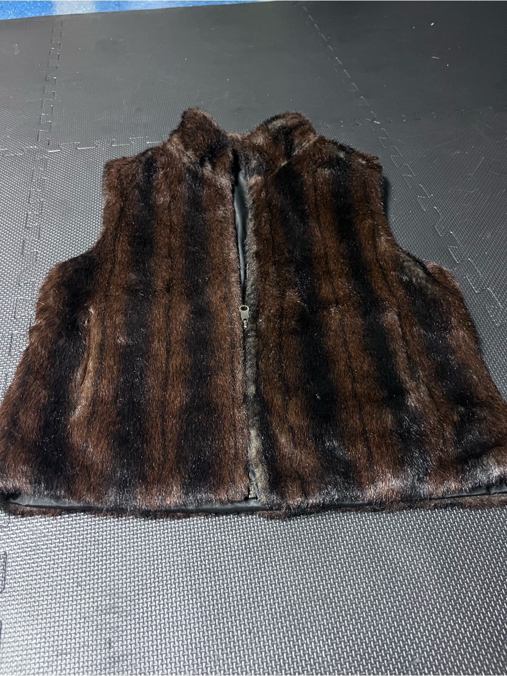 Women's Brown Faux Fur Zip-Front reversible Vest size M